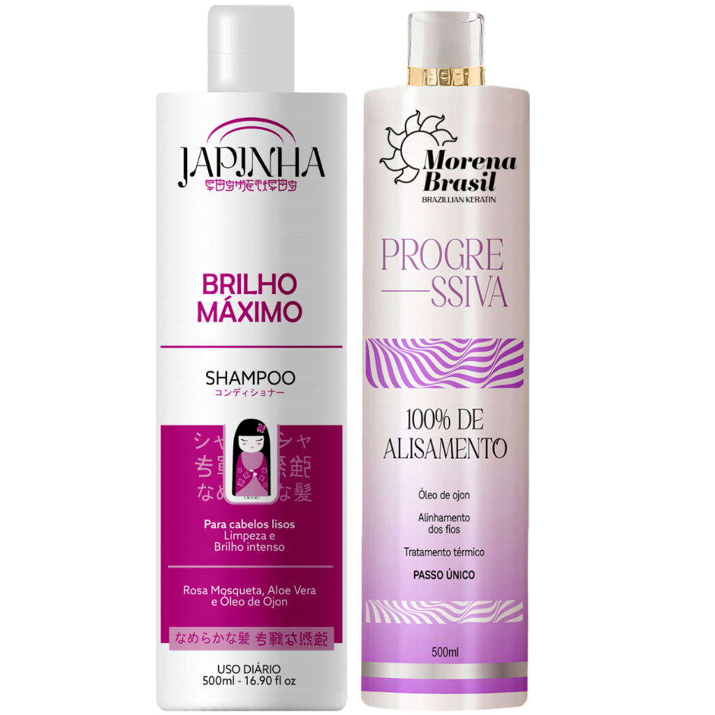 Kit Progressiva Profissional + Shampoo Brilho Máximo – Liso Perfeito e Prolongado Desde a 1ª Aplicação