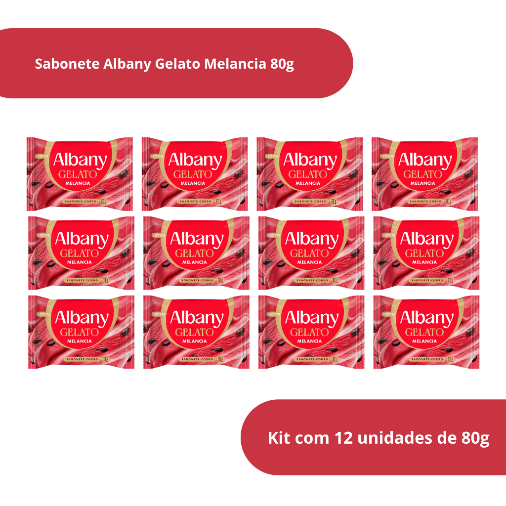 Kit com 12 Sabonete em Barra Albany Gelato Melancia 80g