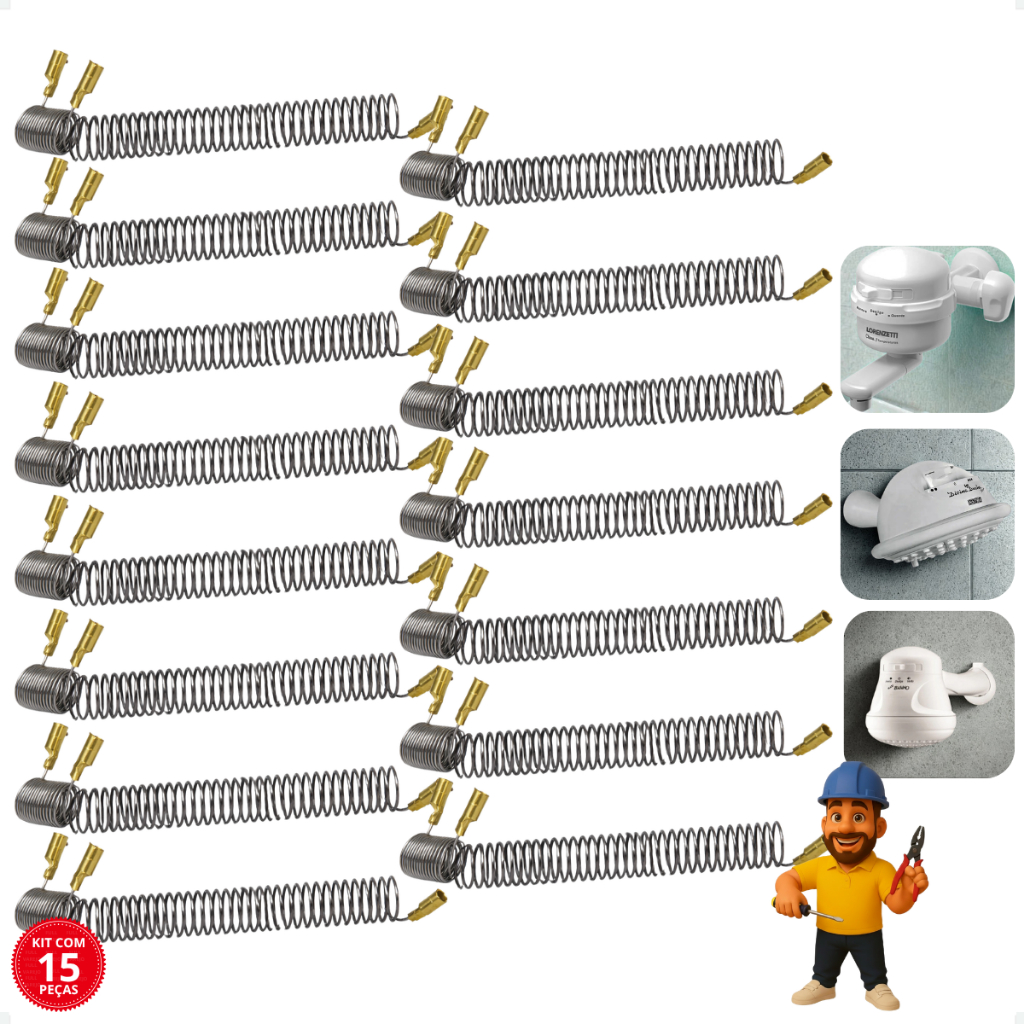 Kit 15 Resistência Chuveiro Maxi Ducha / Lorenducha / Max Banho / Divina Ducha 5500w 127v - PMR
