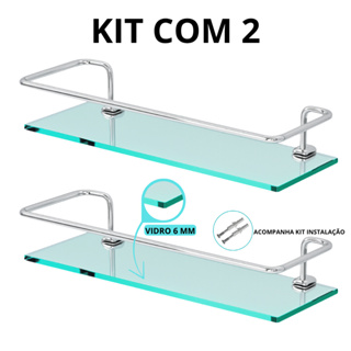 Kit 2 Porta Shampoo Reto Para Box Banheiro Prateleira Organizador Parede Moderno em Oferta na Shopee