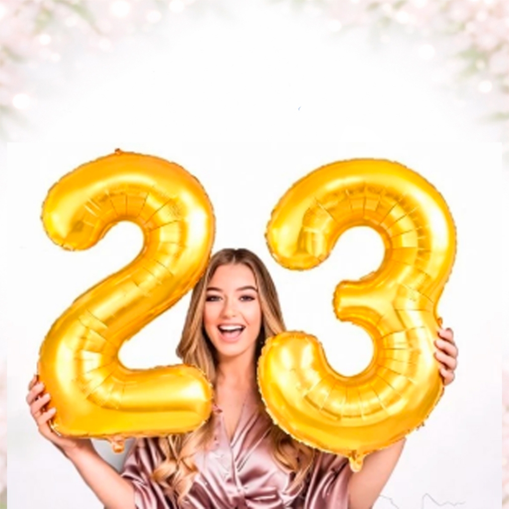 Par Balão Número Gigante 80cm Metalizado Dourado – Escolha 0 a 9 – Decoração Festa Aniversário