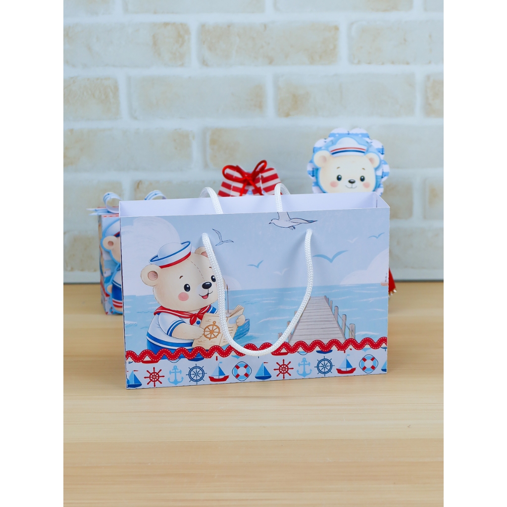 SACOLINHA Personalizada URSINHO MARINHEIRO Lembrancinhas Infantil Festa Ursinho Luxo com Aplique 3D