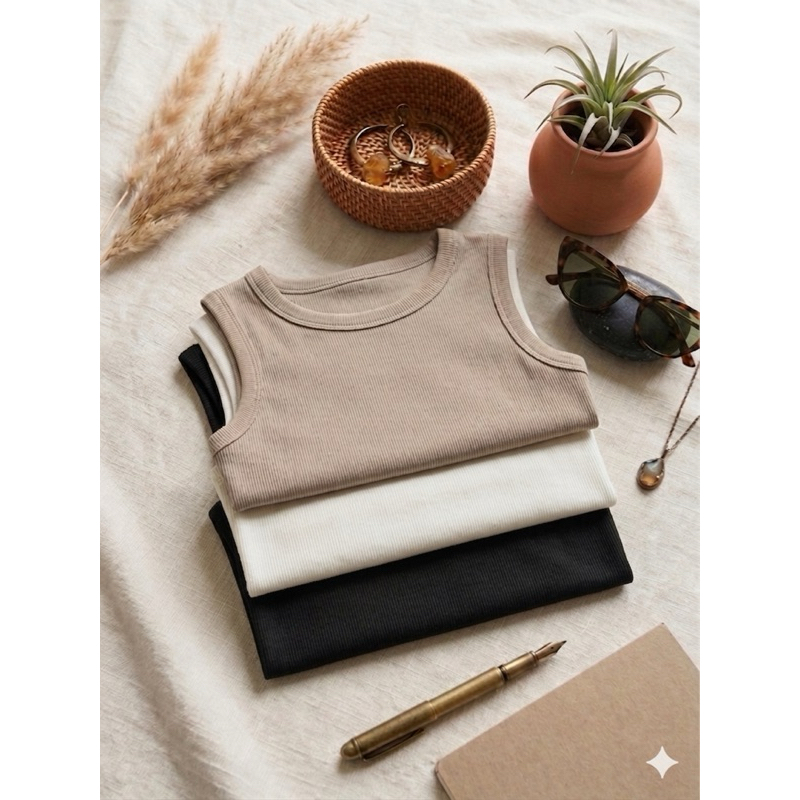 Kit 3 Regata Canelada Feminina Lisa Blusa Básica Camiseta Casual