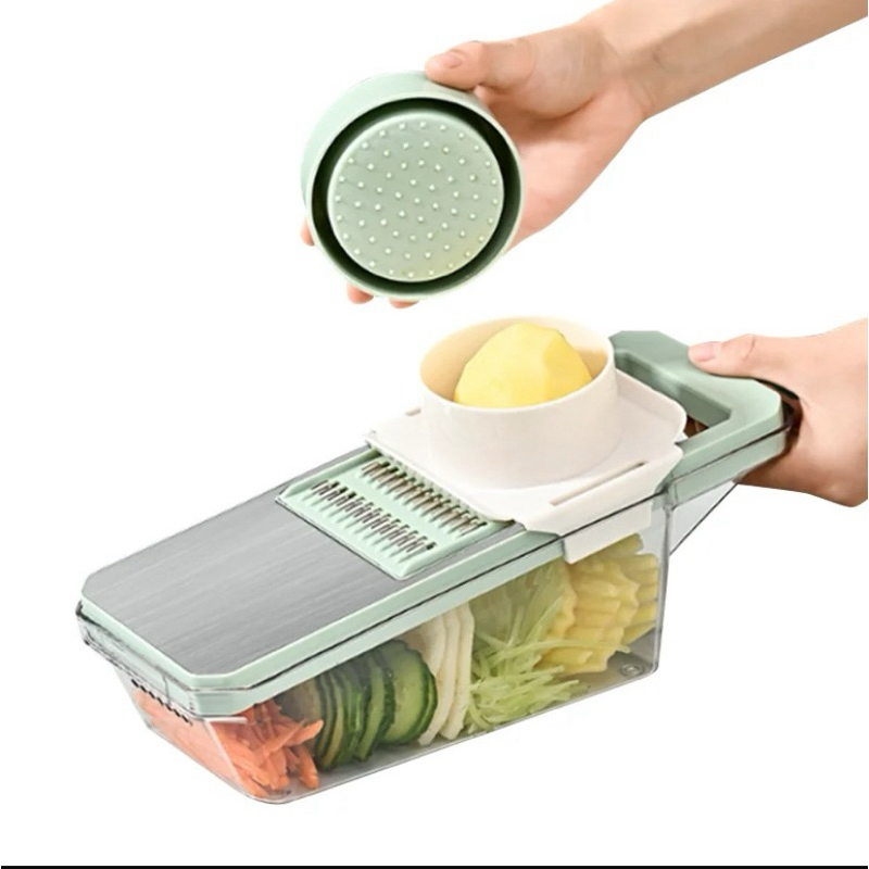 Mandoline Profissional Cozinha - Fatiador 6 em 1 com Lâminas de Aço Inox, Cor Aleatória