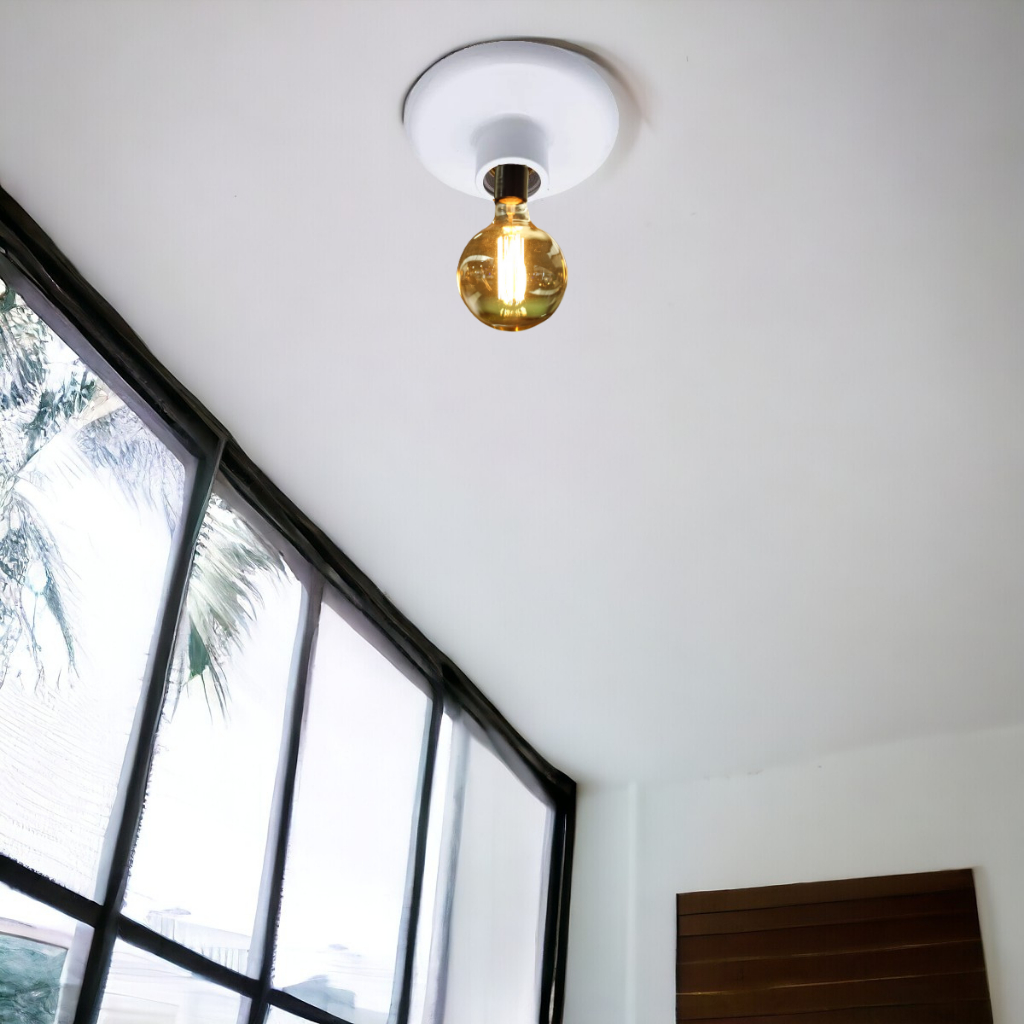 Kit 10 Canopla Plafon E27 Sobrepor Teto Soquete Porcelana Base Luminária Bivolt