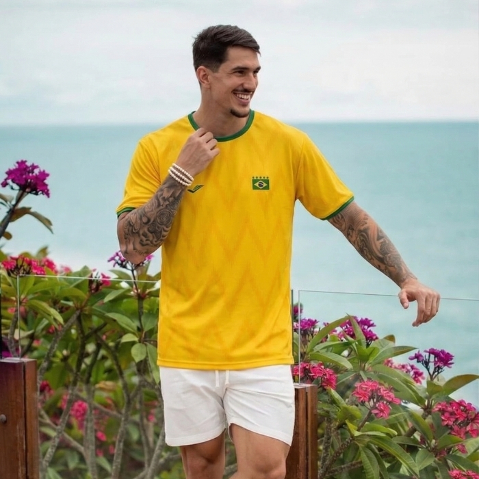 Camisa Brasil Masculina 2026 Torcedor Dry Fit Amarela Futebol Conforto Respirável Dia a Dia