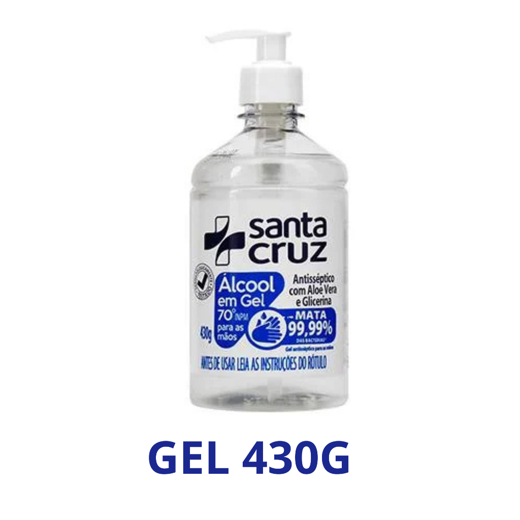 alcool gel 430g  contra bacterias e germes