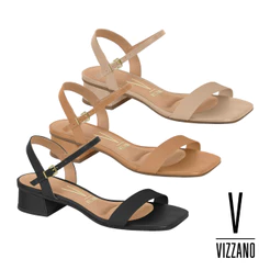 Sandália Feminina Salto Bloco Baixo Vizzano Original Salto Baixo Confortável Tira Única Elegante