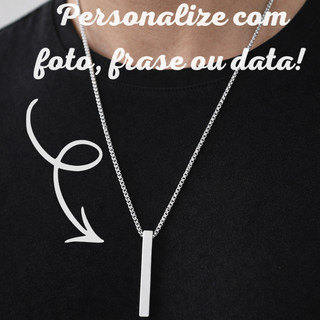 Colar Pendulo3D Pingente Aço Inox Banhado a  Prata e Ouro18K Personalizado a Laser  Colar Masculino e Feminino (unissex)