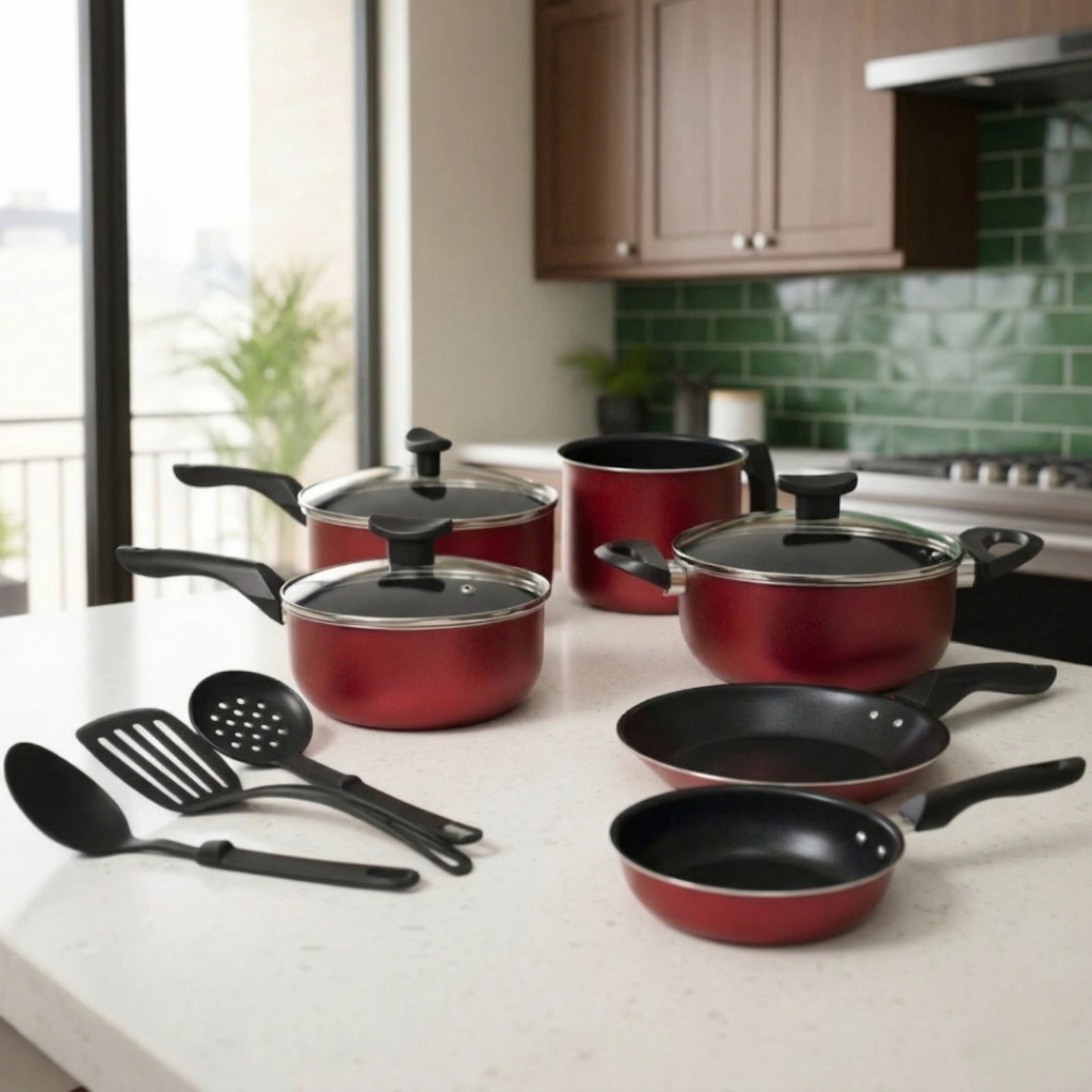 Kit de Panelas Teflon 9 Peças Antiaderente Tampa Vidro em Oferta na Shopee