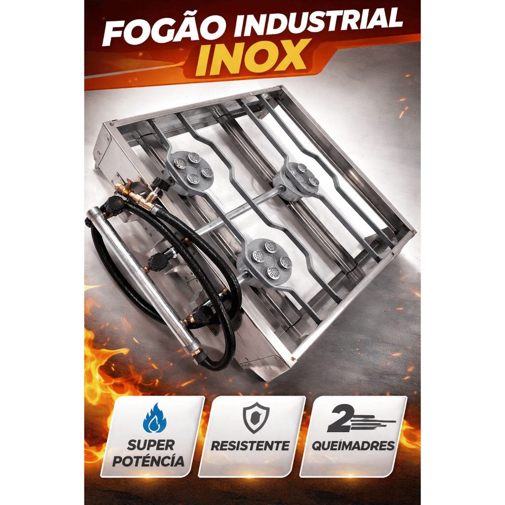 Fogão Industrial Inox 3 Bocas – Alta Performance e Durabilidade em Oferta na Shopee