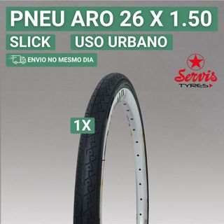 Pneu Aro 26 1.50 Jazz Slick Servis Tyres para Bicicleta Urbana e Bike Elétrica Preto e Passeio