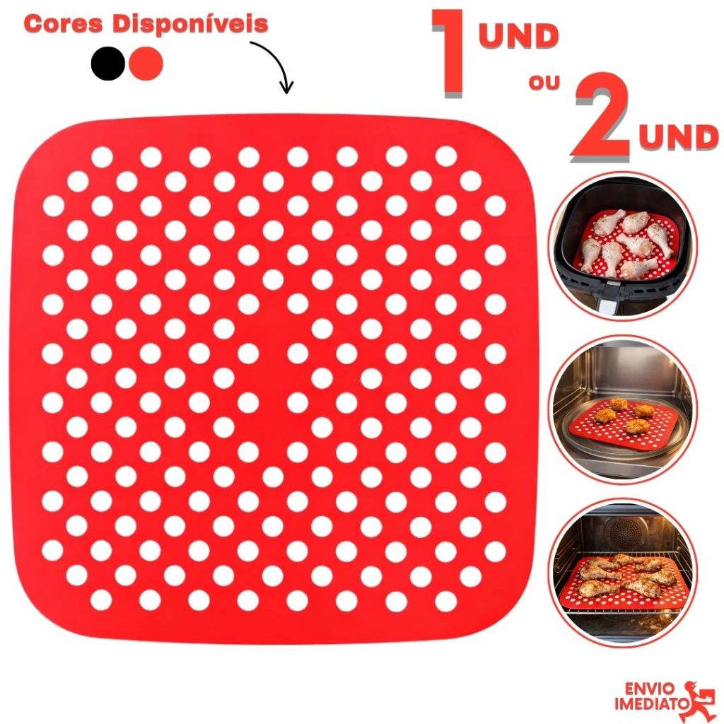 Kit 2 Forro Tapete em Silicone para Air Fryer Fritadeira Elétrica Quadrado Universal em Oferta na Shopee
