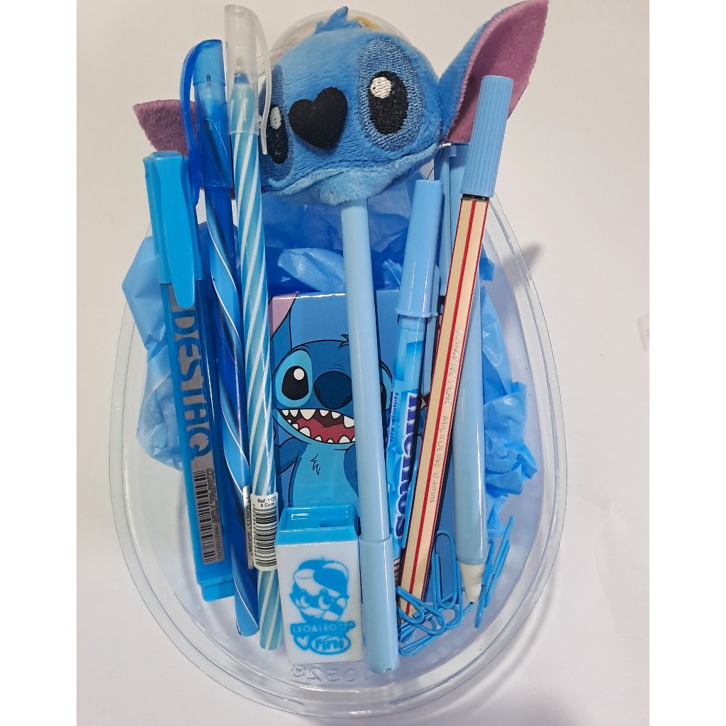 OVO DE PÁCOA PAPELARIA STITCH 10 ITENS DE PAPELARIA