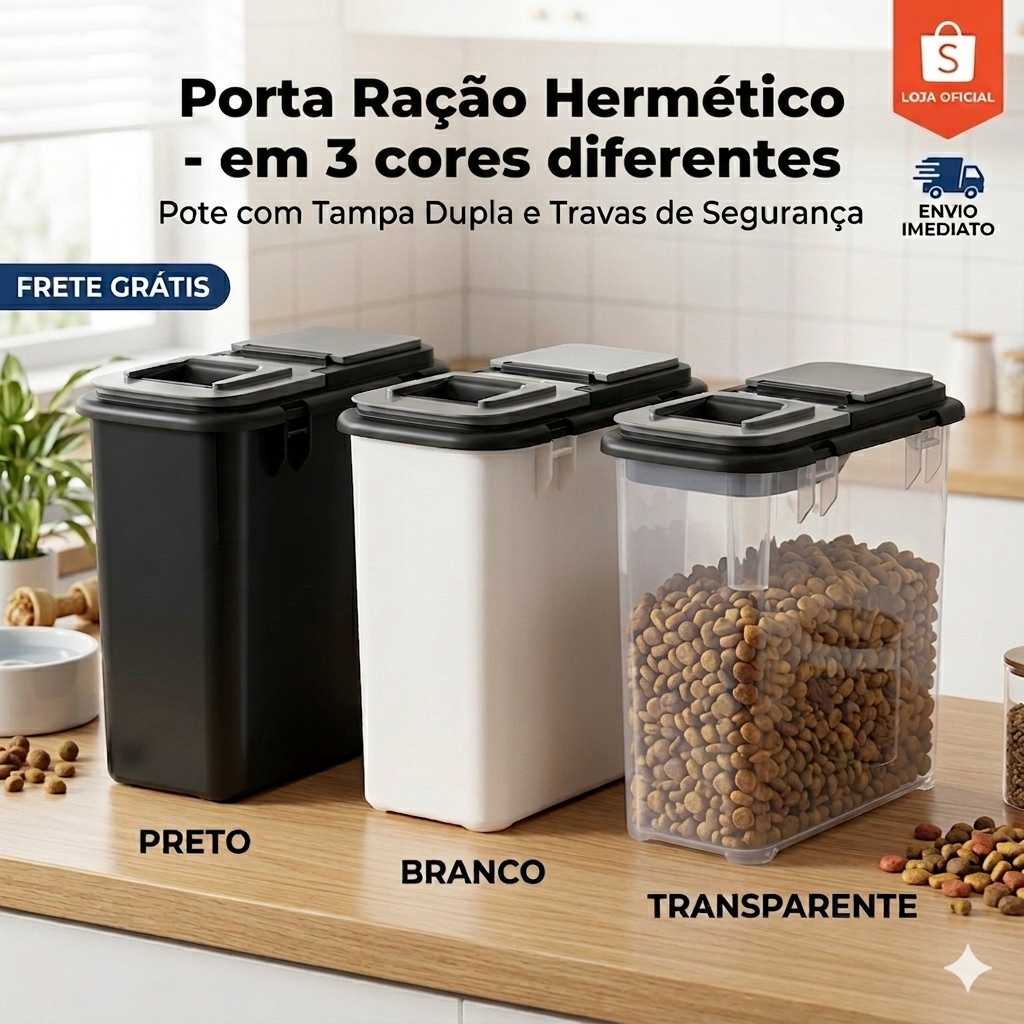 Pote Porta Ração 35 Litros Mec Box com Tampa Vedada e Alças Laterais em Oferta na Shopee