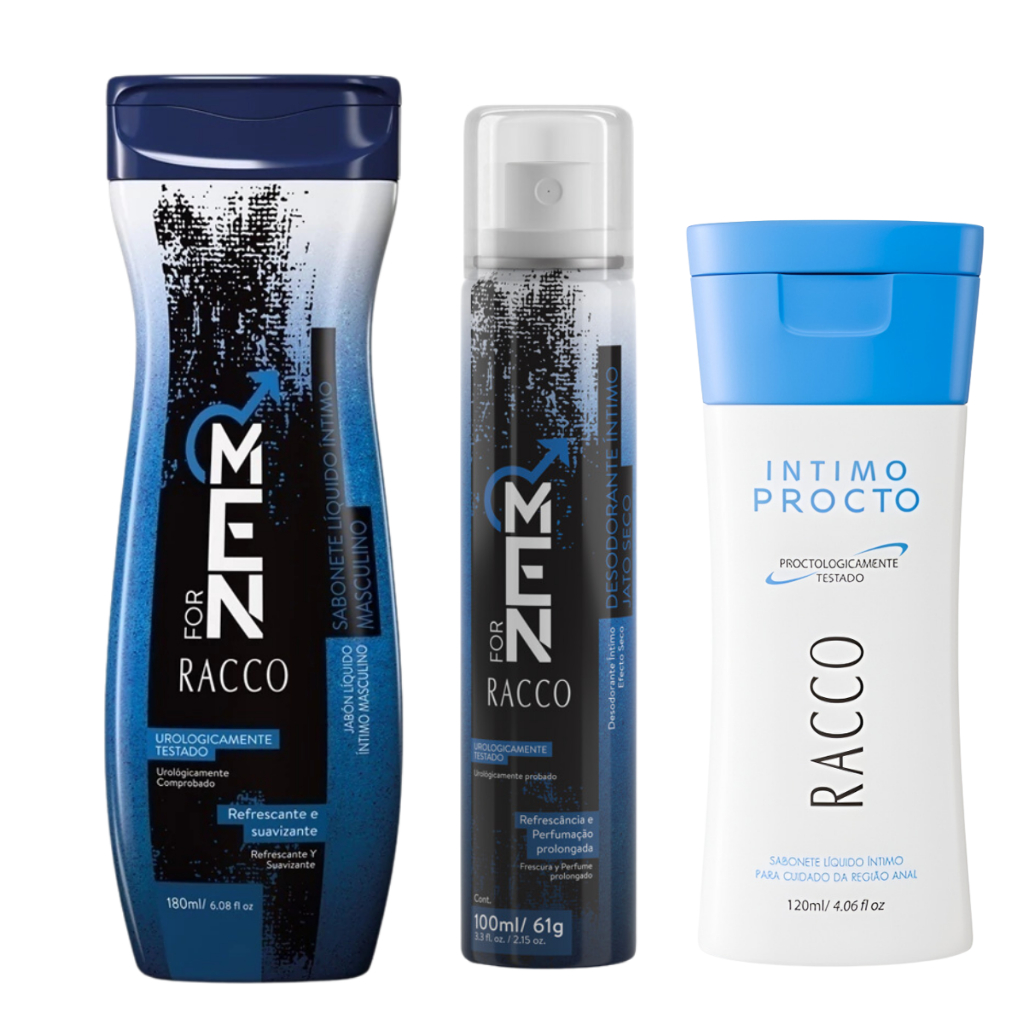 Kit Sabonete Íntimo Masculino + Desodorante Masculino + Sabonete Procto Racco