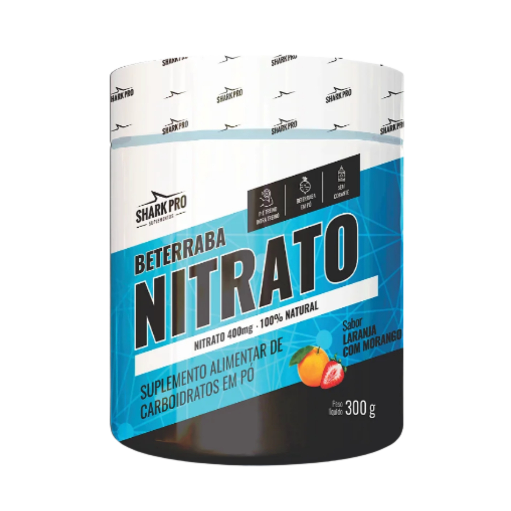 Beterraba Nitrato Shark Pro 300g Laranja Com Morango - Suplemento Natural Energia De Alta Performance