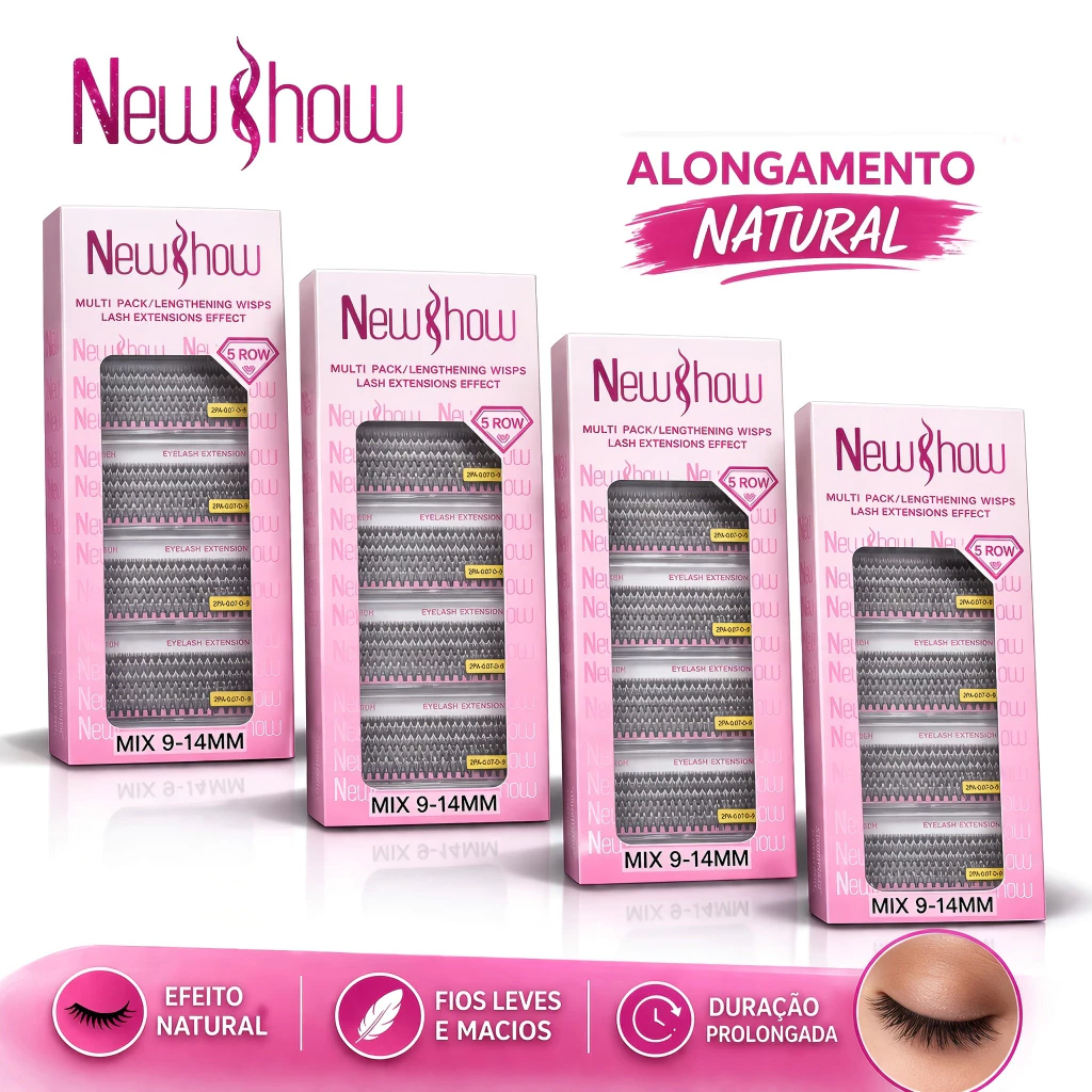 New Show 12 Caixas Cílios 20P/30P/40P/50P Volume Russo 9-14mm Alongamento Natural Profissional