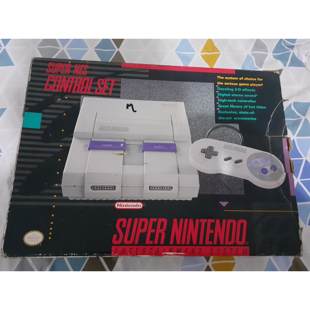 Nintendo Super NES SNES Original na Caixa Único Dono Serial Batendo + Controle e Cabos