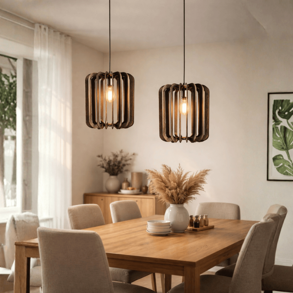 kit 2 Pendente Luminária De Teto Para Balcão De Cozinha 1 Metro de Fio Cor Marrom - 2Rmm