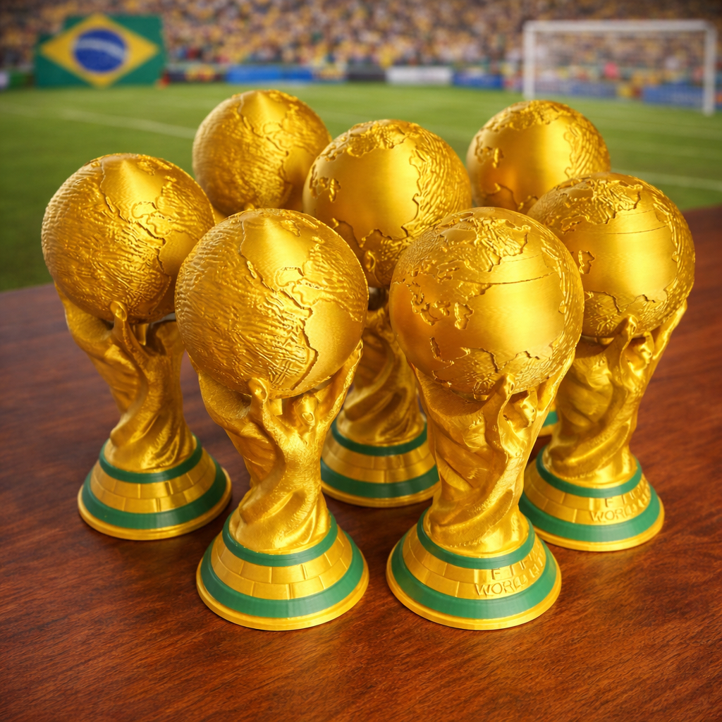 🏆 Réplica Troféu Taça Copa do Mundo 2022 Tamanho Real 36cm Troféu Futebol Decoração Premium