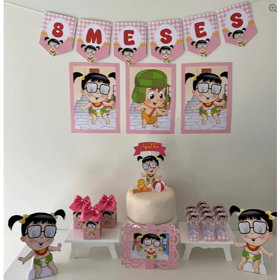 Kit Festa Chiquinha/ Chaves  Personalizado Só um Bolinho | Mesversário Aniversário | Lembrancinha