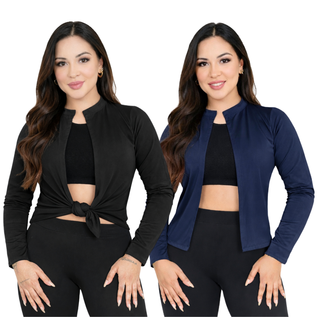 Kit 2 cardigan feminino casaquinho proteção solar uv casaco academia térmico em Oferta na Shopee
