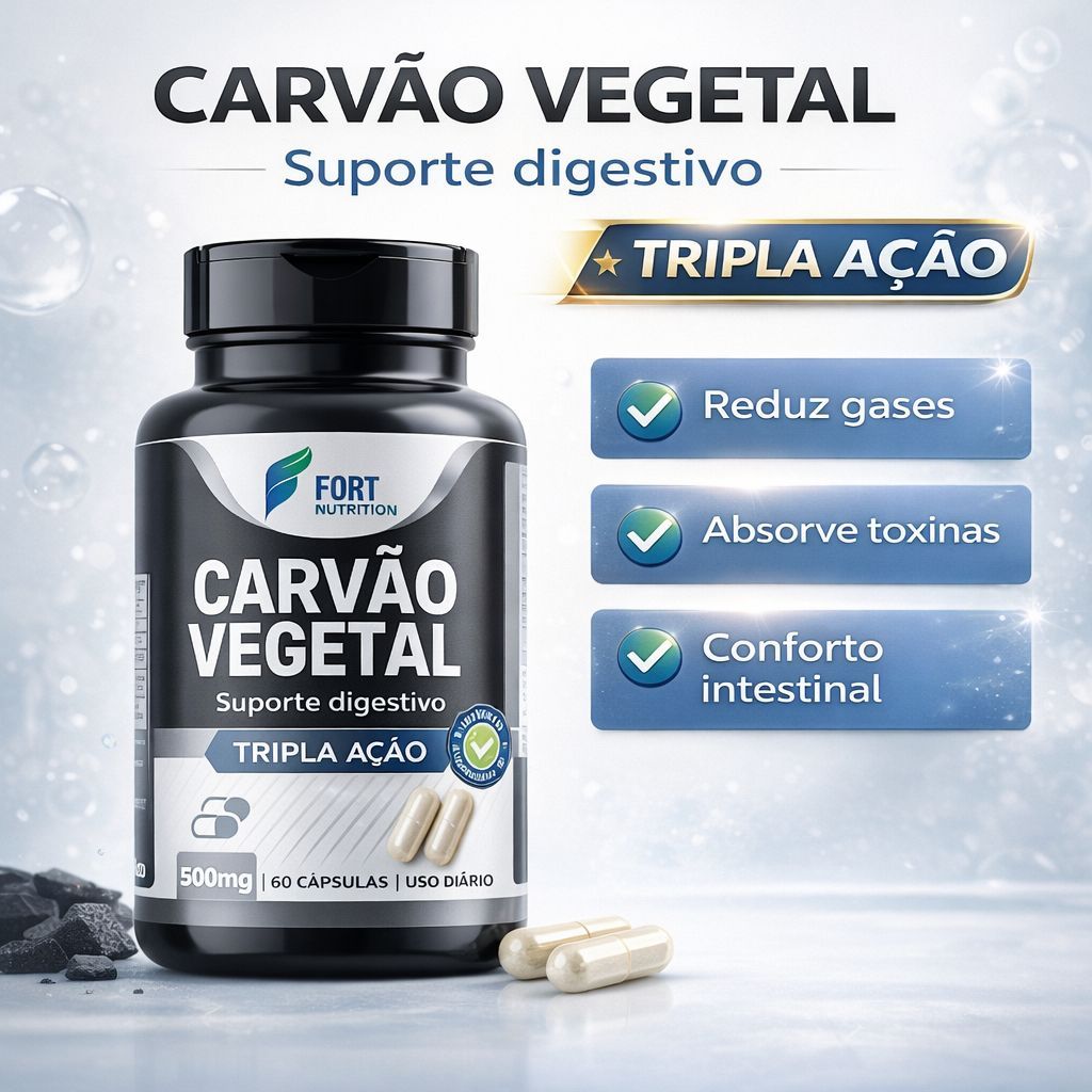Carvão Vegetal Ativado 120 Cápsulas - Suporte Ao Equilíbrio