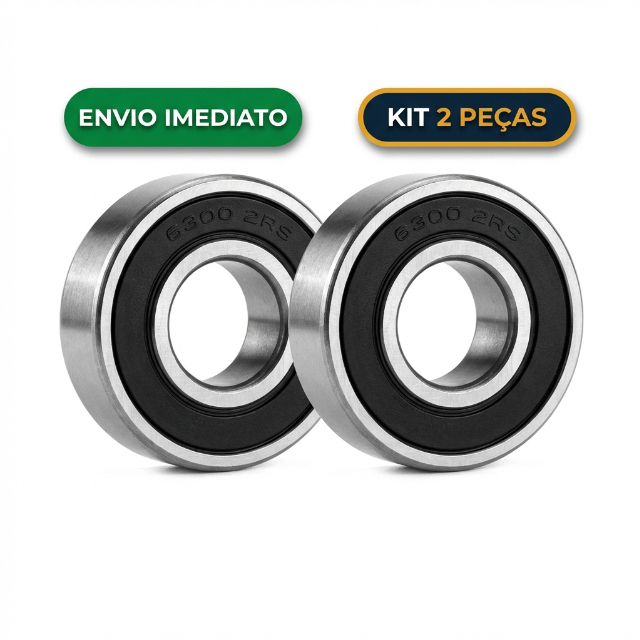 Kit com 2 Rolamentos 6300 2RS GBR GTOP 10x35x11 Eixo 10mm Vedação Borracha