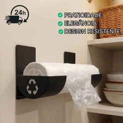 Suporte Para Sacos Plásticos Lixo Ou Utensílios De Cozinha Sem Furos Prático Instalação