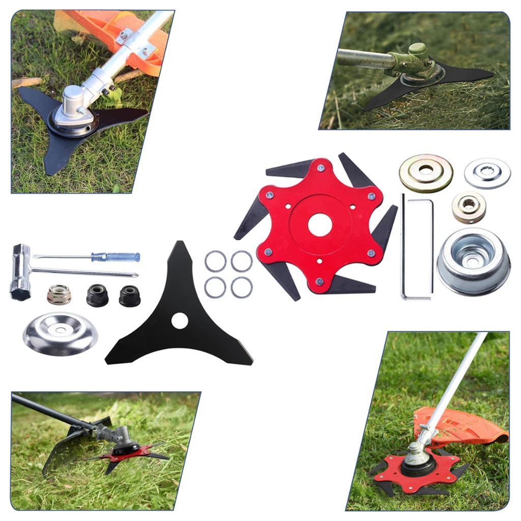 KIT Lâmina Disco 6 Folhas 150mm Aço Manganês 3 Pontas Para Roçadeira 150mm Cortador de Grama