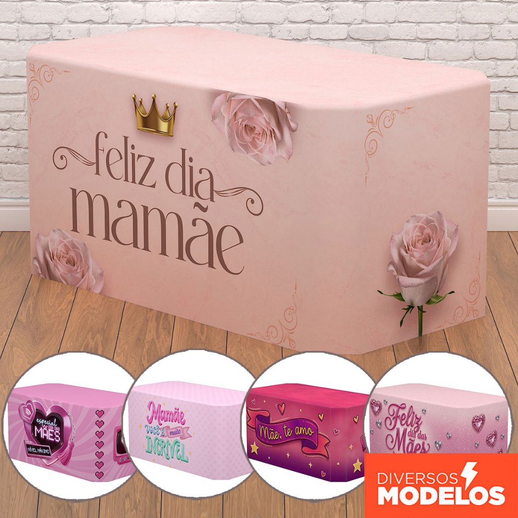 Capa Forro de Mesa Decoração Dia Das Mães Festa Em Tecido Veste Fácil Sublimado