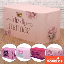 Capa Forro de Mesa Decoração Dia Das Mães Festa Em Tecido Veste Fácil Sublimado