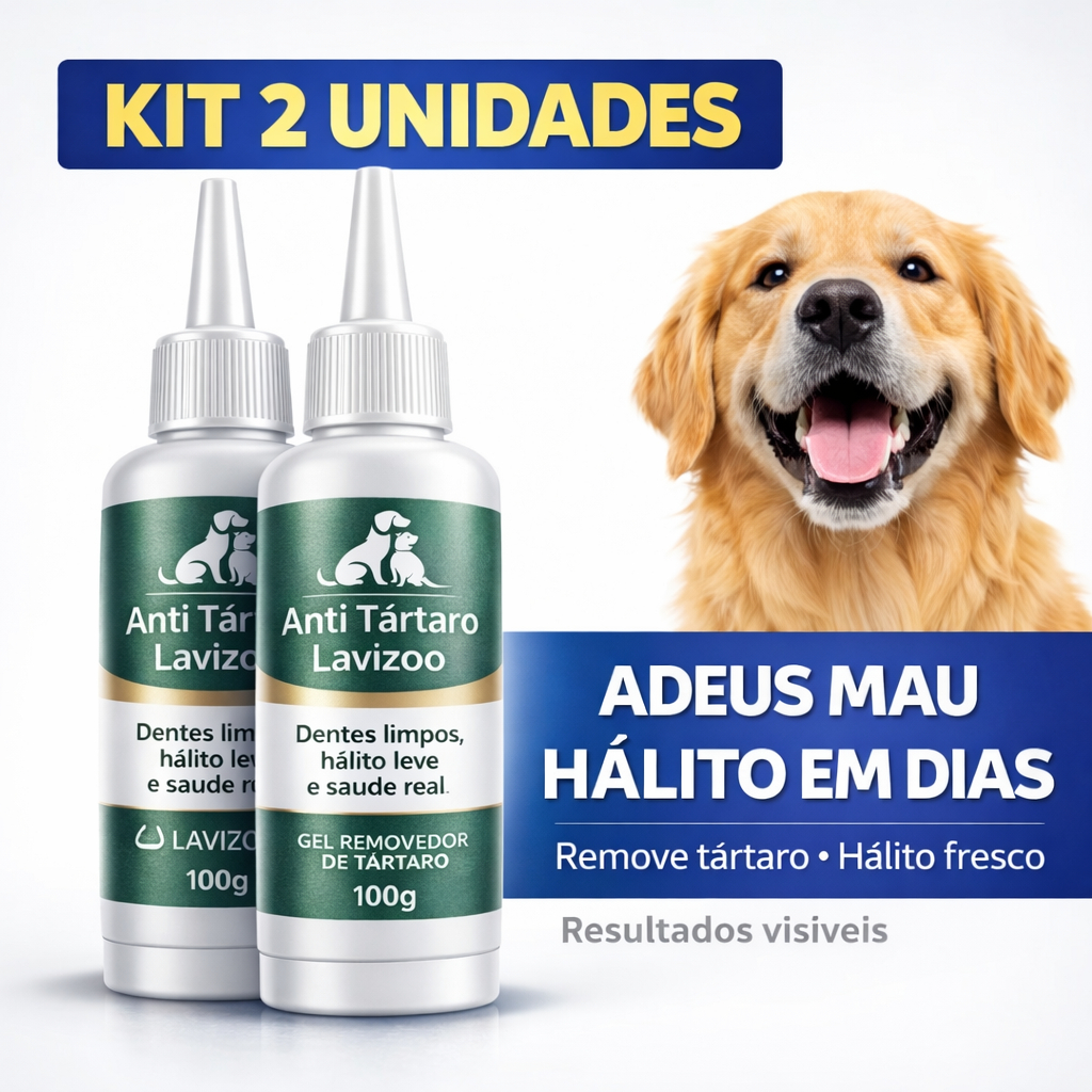 Kit 2x Gel Anti Tártaro Pet | Limpeza Completa + Hálito Fresco