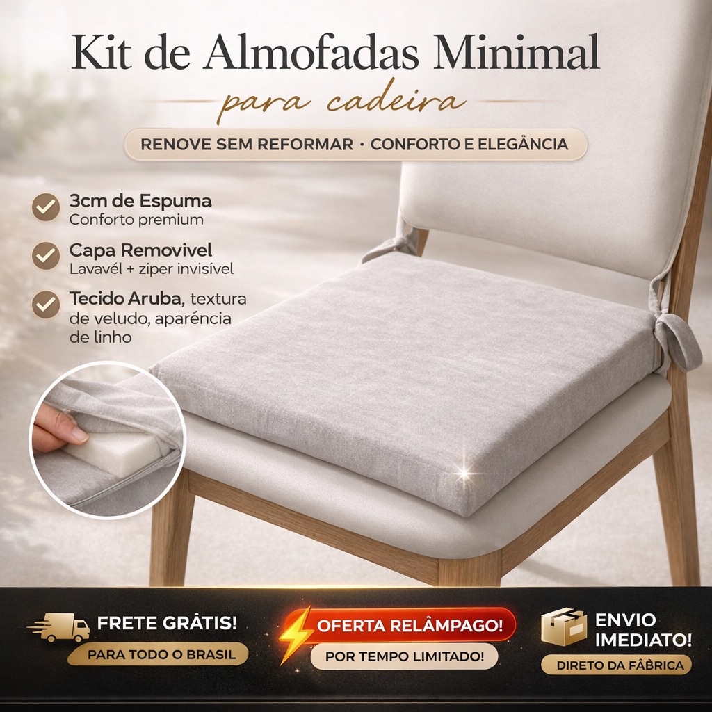 Almofada para Cadeira - 40x40 - Modelo MINIMAL - Tecido ARUBA