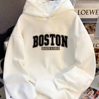 moletom Masculino feminino blusa de frio casaco peluciado  inverno Boston branco estampa blusão