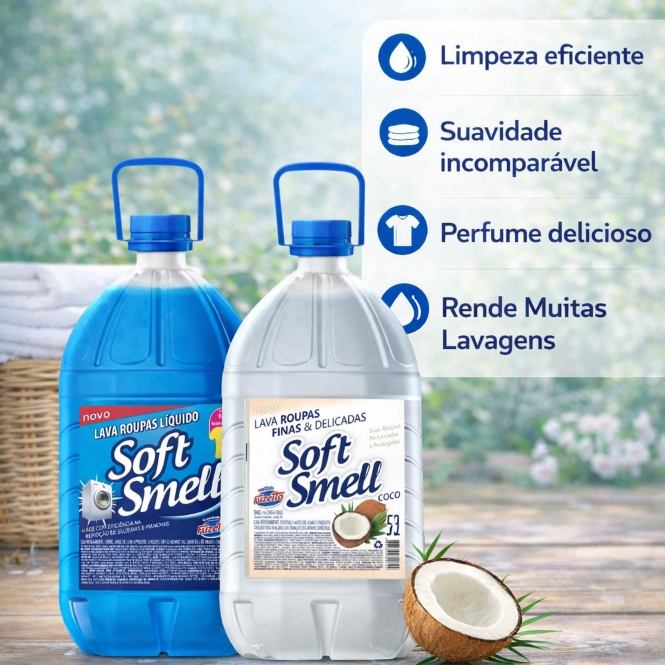 Sabão Liquido 5 LITROS Lava Roupas Fuzetto Soft Smell