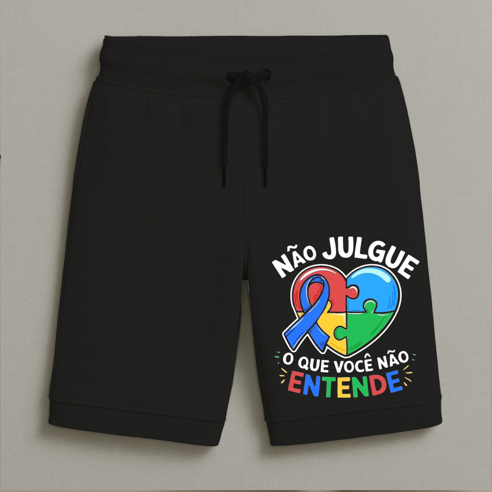 Bermuda Moletom Masculina Infantil Estampada Especial Frase Conforto Streetwear Do Tamanho 8 16