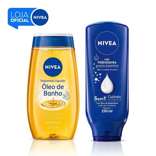 KIT NIVEA Hidratante para Banho Milk 250ml + NIVEA Sabonete Líquido Óleo de Banho - 200ml