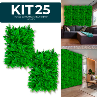 25 Placas de Samambaia/Eucalipto 60x40cm Muro Ingles Premium em Oferta na Shopee