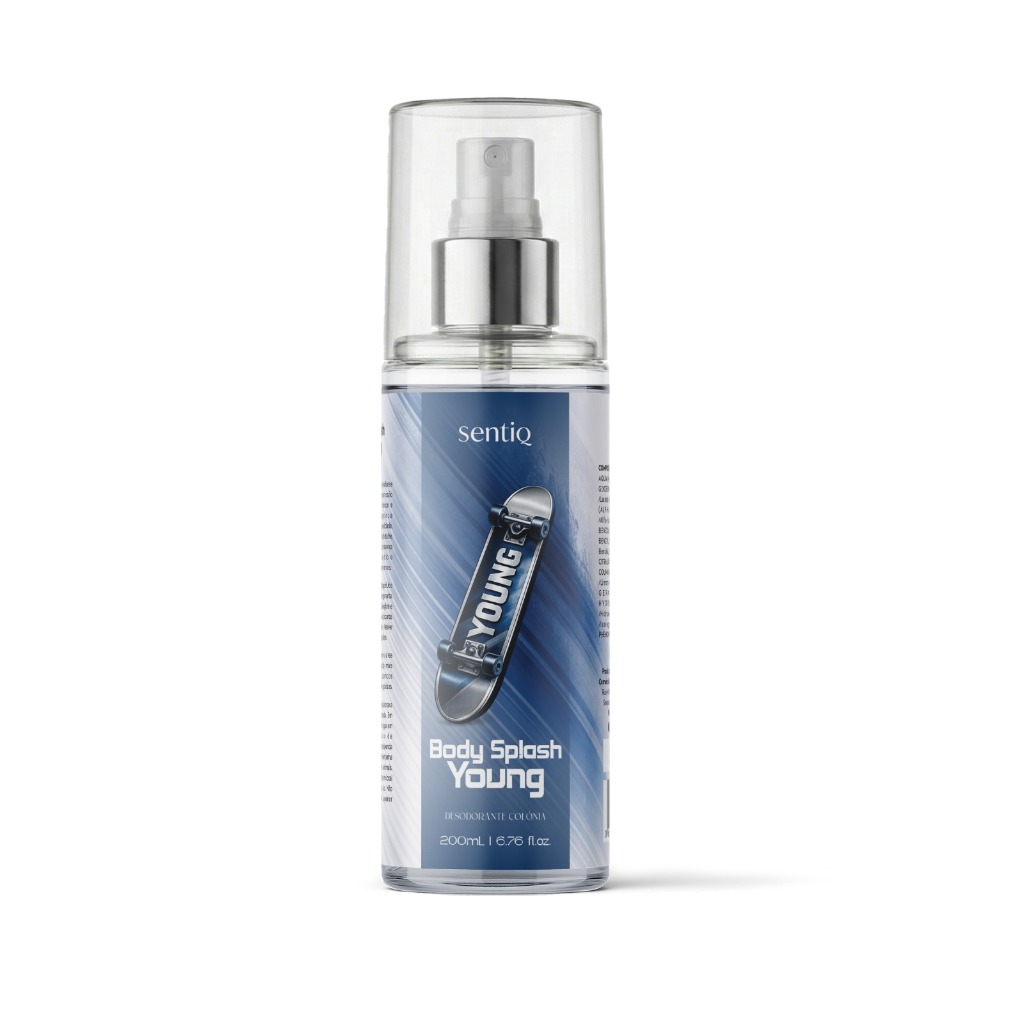 Body Splash YOUNG 200ml Sentiq, alta fixação, projeção dia noite, elegância aromática frutal masculino