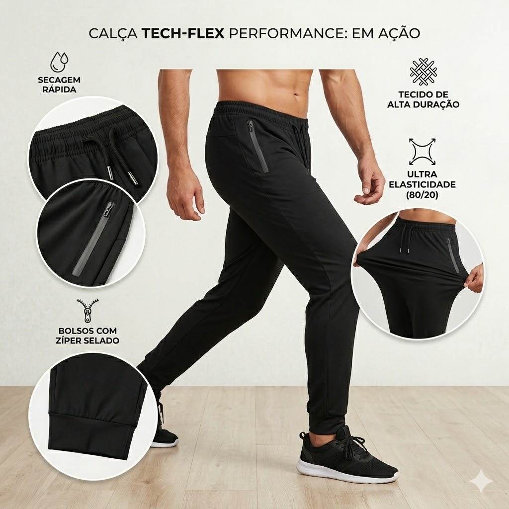 Calça Jogger Alta Elasticidade Secagem Rápida Esportiva Corrida Zíper Dry Fitness Poliamida em Oferta na Shopee