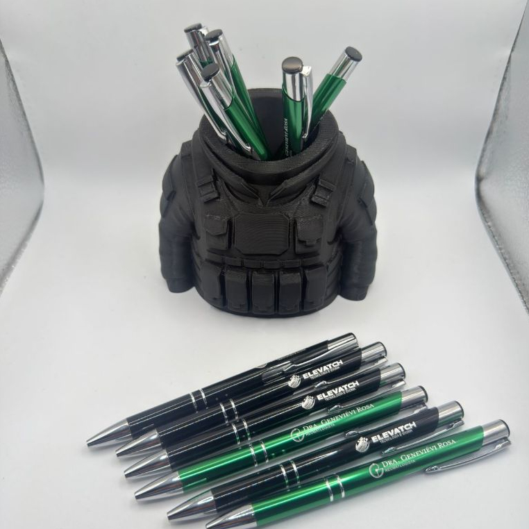 Kit Canetas Personalizadas Logo Nome Mais Porta Caneta Estilo Militar Decorativo Impressão 3D