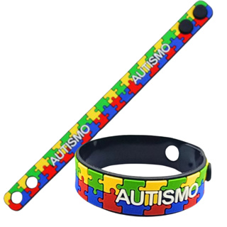 50 Pulseiras Ajustáveis Autismo Infantil - Quebra Cabeça em Oferta na Shopee