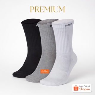 Kit 6 a 24 Pares Meias masculina SPORT Algodão cano alto/longo em Oferta na Shopee