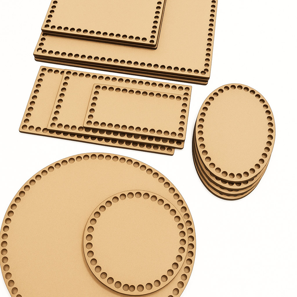 Kit com 50 Bases Mdf Cesto Fio Malha Crochê Diversos Tamanho Modelo em Oferta na Shopee