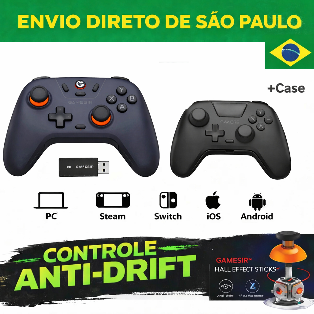 Gamesir T4 Nova Lite Analógicos Hall Effect Controle S/ Fio PC, Smartphone, Steam, Nitendo Switch