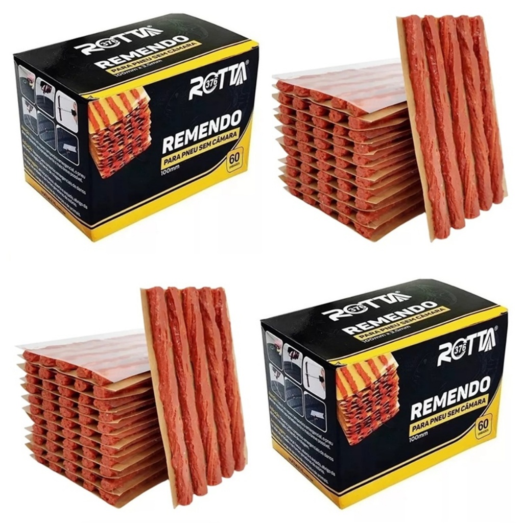 Refil Para Remendo De Pneu Carro E Moto Macarrão Caixa 120 Peças