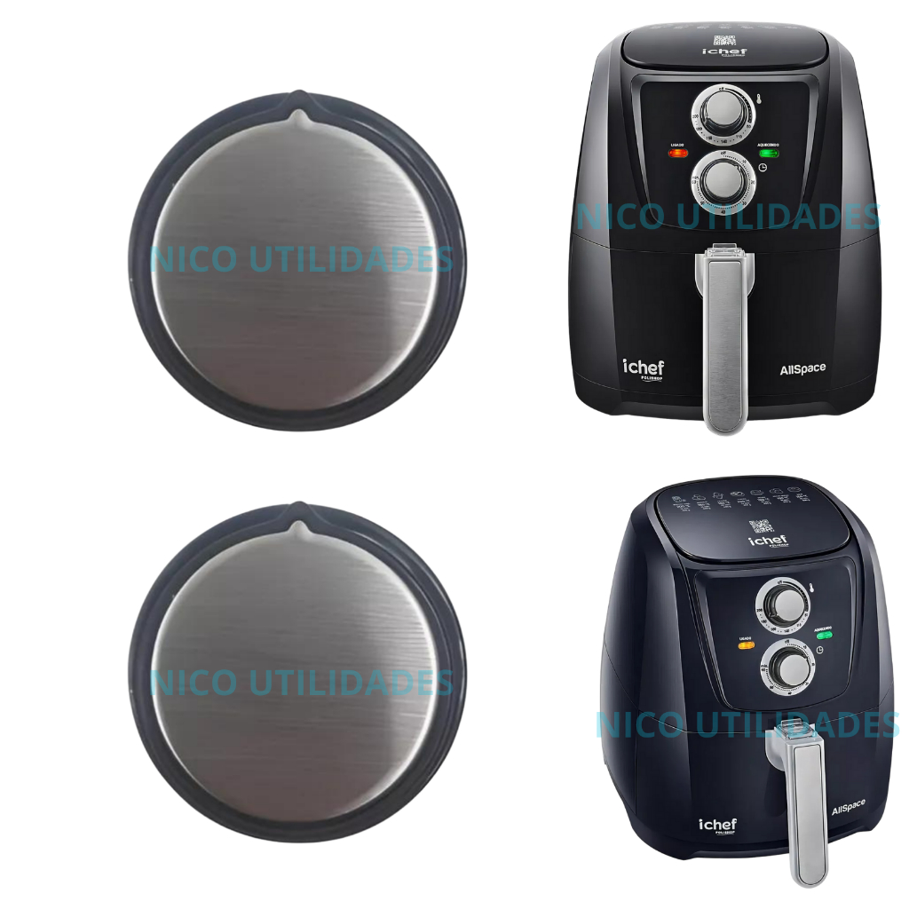 Kit 2 Botão Airfryer Polishop Allspace Ichef Preto Original