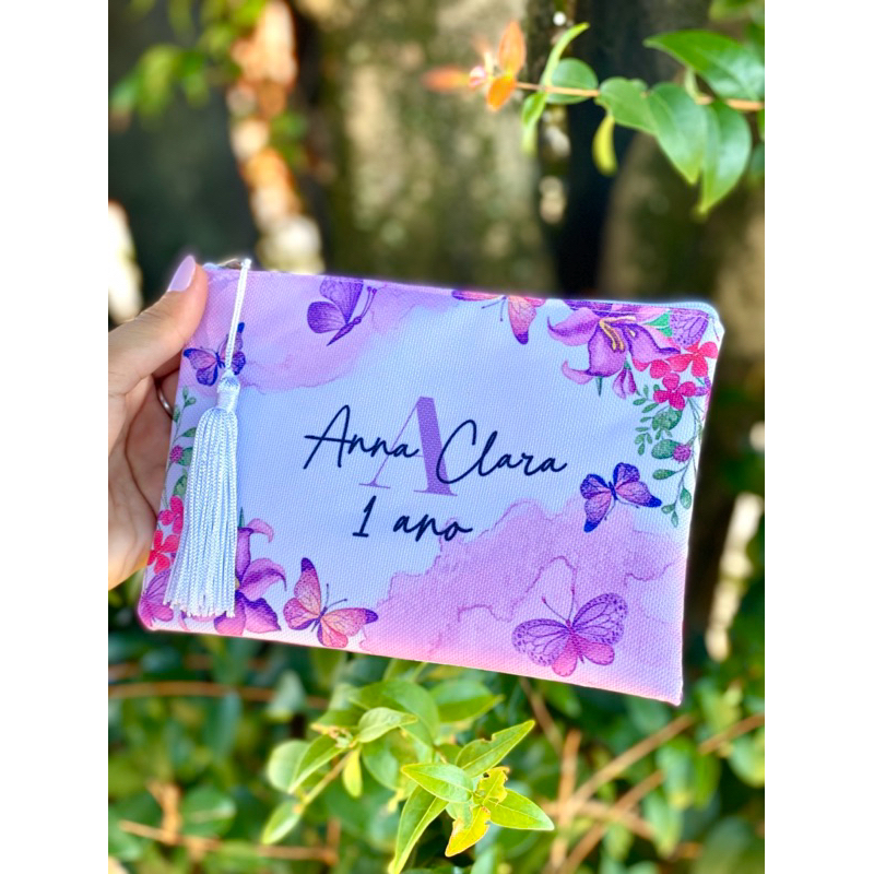 Kit 20  necessaire Lembrancinha para aniversário: Jardim Encantado das Borboletas personalizado para festas, mesversário